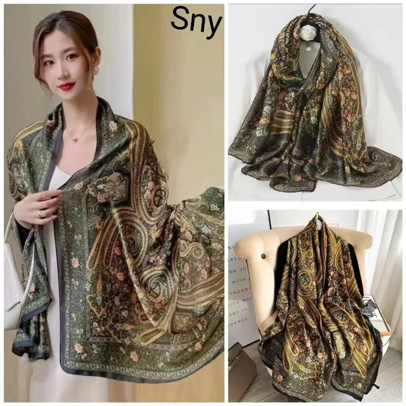 Tensili Brocade Satin Scarf Printed Silk Shawls