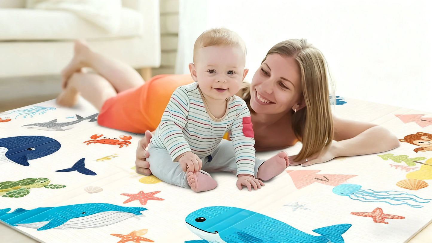 Foldable XPE Baby Play Mat Lightweight Non Toxic Crawling Mat for Newborn Portable Waterproof Play Rug Infants Travel Crawl Mat