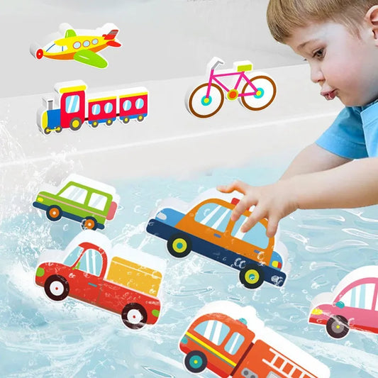Baby Bath Toys Fun Foam Animals Floating Water Toy Traffic Early Educational Learning Gift for Kids Toddlers Bathtub Play Set