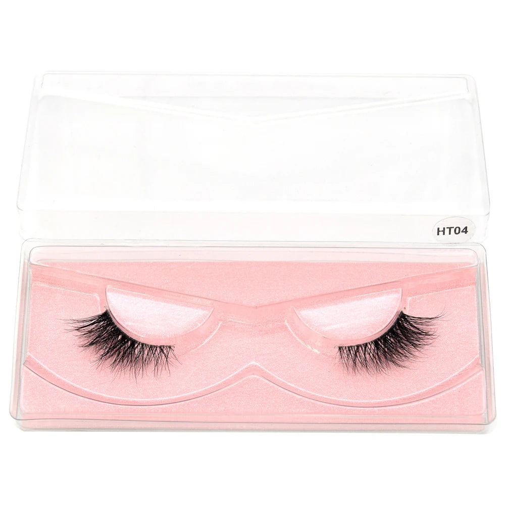 Visofree 3D Mink Half Lashes – Natural Long False Eyelashes with Clear Band, Handmade HT04