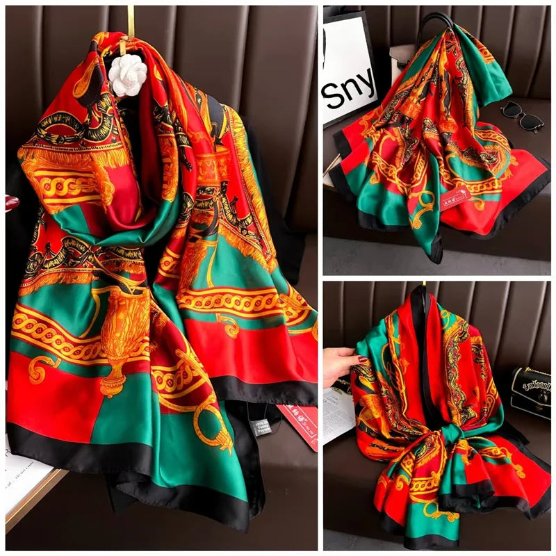 Tensili Brocade Satin Scarf Printed Silk Shawls