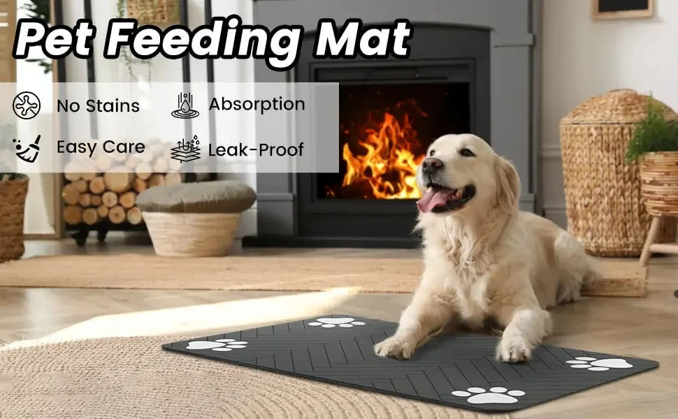 Pet Feeding Mat – Non-Spill, Non-Slip Waterproof Silicone Placemat for Cats & Dogs