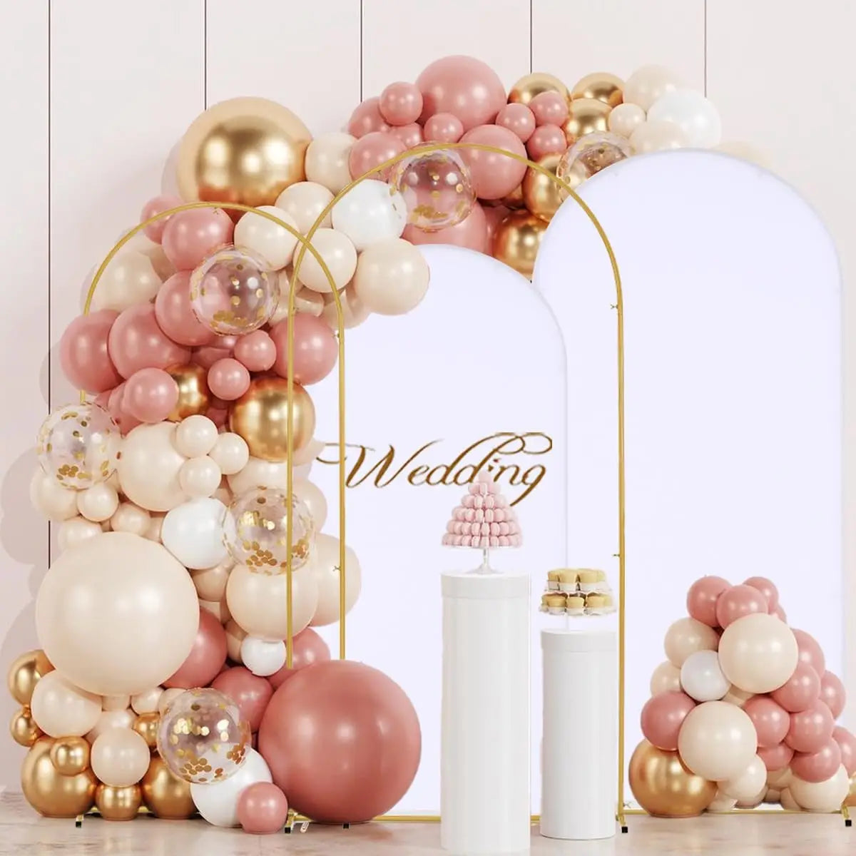 Arch Backdrop Stand and Cover Set 6.6FT 6FT Wedding Arch Frame Balloon Arch Stand for Birthday Party Graduation Decorations
