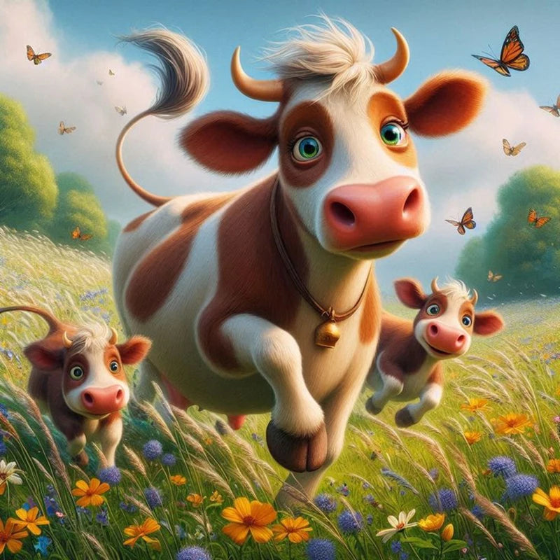 Cute Cow DIY Diamond Painting Kit Funny Ox Animals Pictures Diamond Embroidery Mosaic Oil Painting Handicraft Home Decor