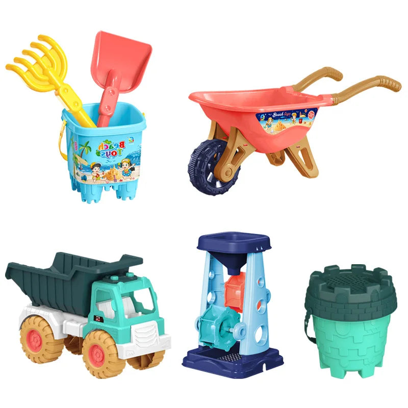 Children Beach Sand Play Tool Set Sand Bucket Sieve Funnel Sand Shovel Sand Wagon Watering Can Summer Outdoor Toys for Kids