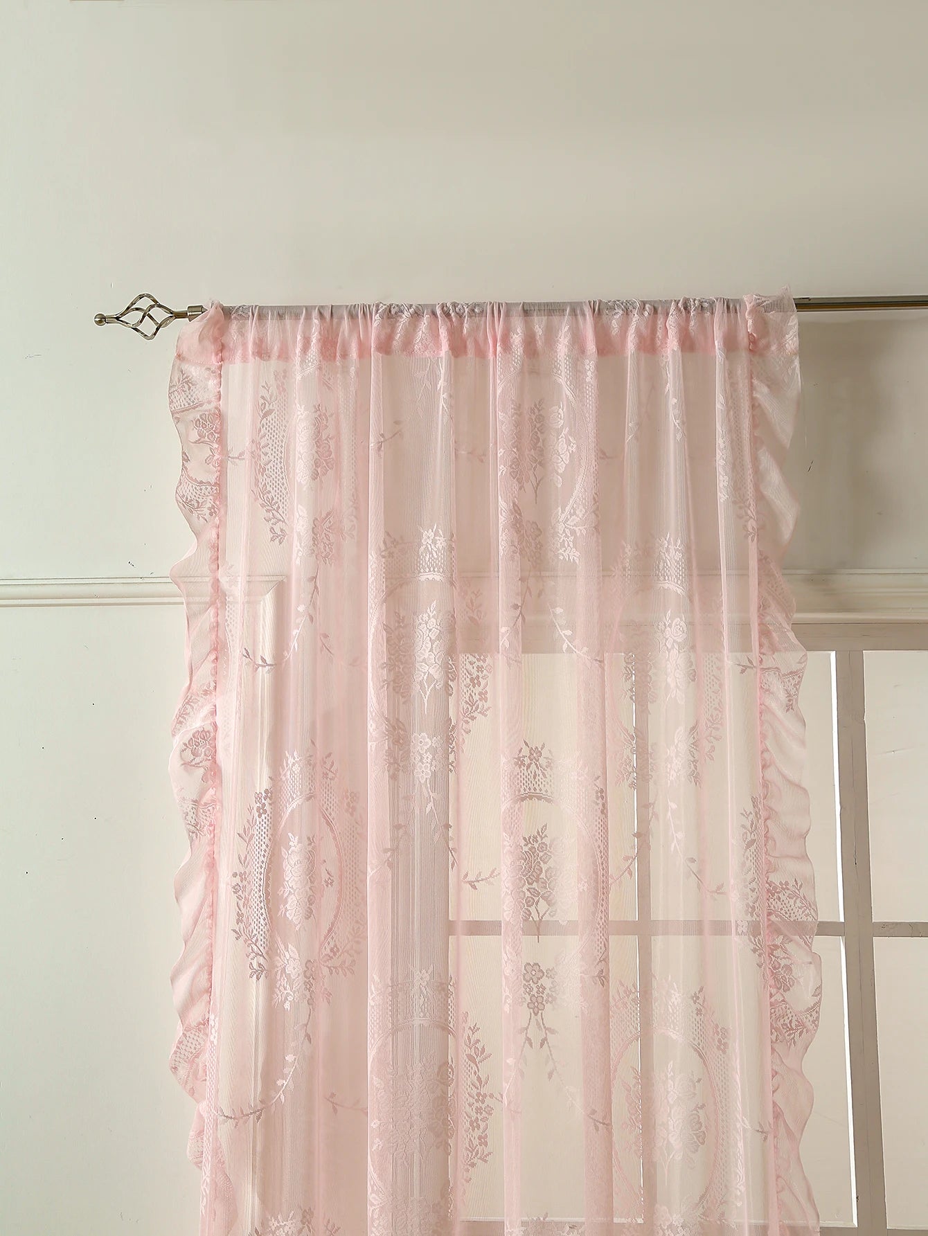 78" Pink Lace Curtains