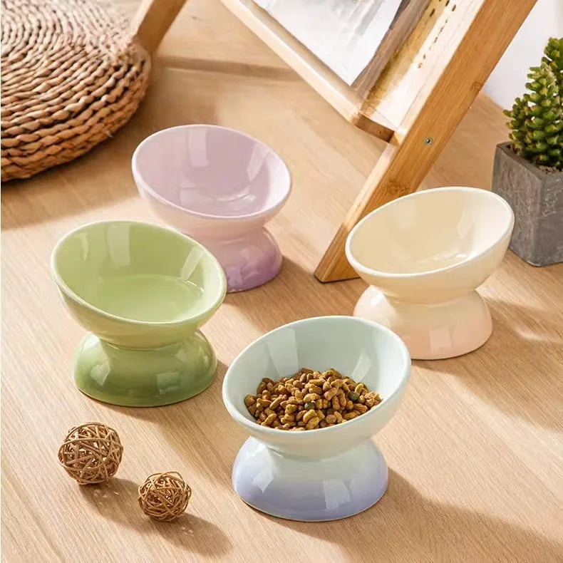 Ceramic Tilted Cat Bowl