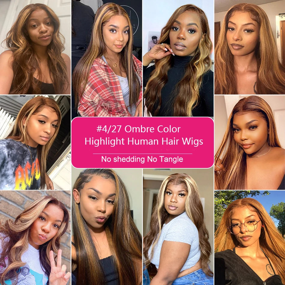 Highlight Wig Human Hair Brazilian 13x4 Straight Lace Front Wig Ombre Honey Blonde 13x6 Hd Lace Frontal Wig For Women Preplucked