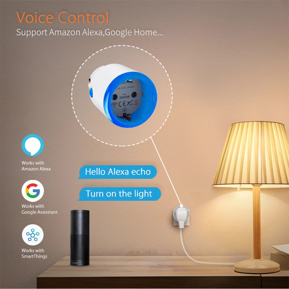 Smart Zigbee Plug Socket 3680W 16A Power Energy Monitoring Timer Switch