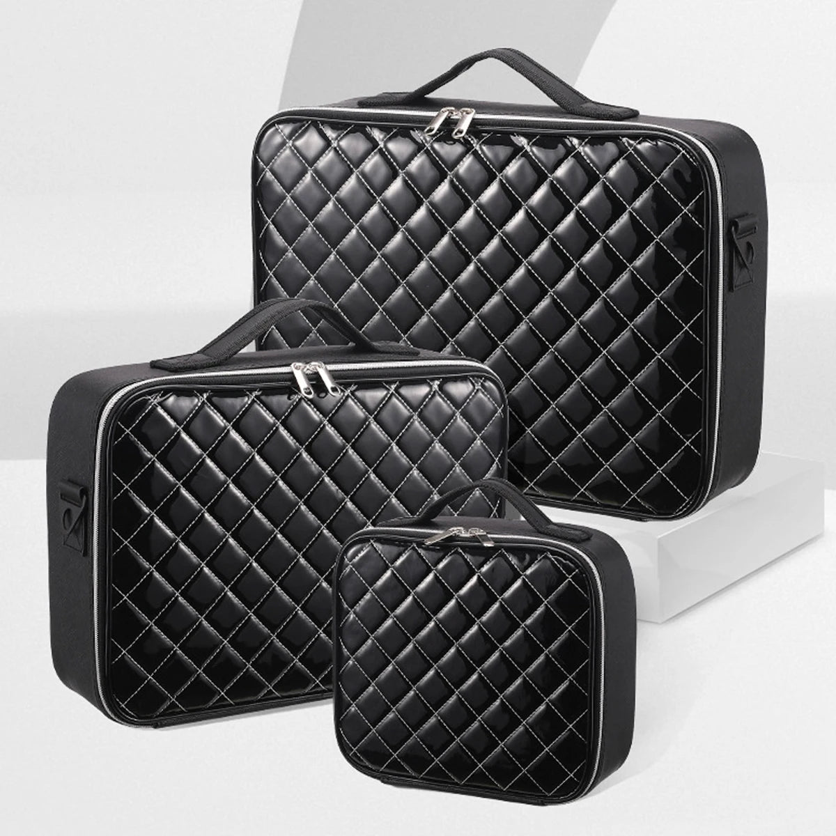 Large Waterproof Travel Organise Cosmetic Box PU Makeup Case