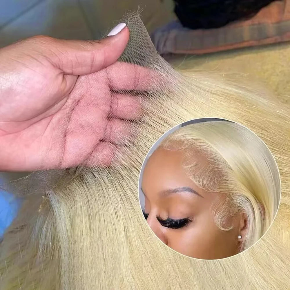 40 46 Inch 180 200% Density Blonde 613 Lace Front Wigs 13x6 HD Lace Wig Transparent Frontal 13X4 Bone Straight Human Hair Wigs