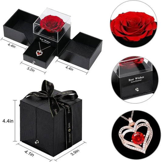Necklace - Luxurious Rose Gift Box, Perfect for Valentine's Day, Mother's Day, Anniversary, Birthday, and Any Special Occasion