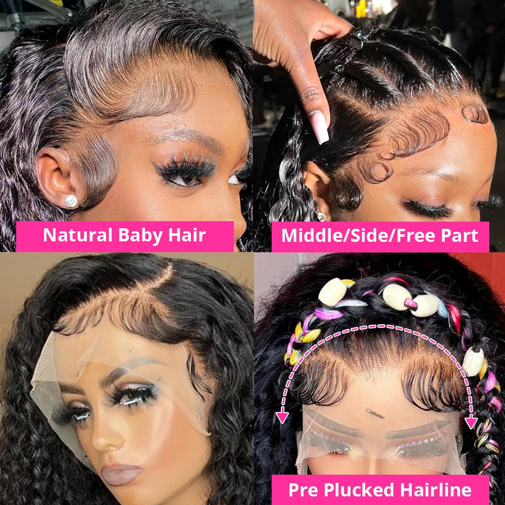 Deep Wave 250% High Density 13x6 HD Lace Frontal Human Hair Wig Brazilian Curly Water Wave Lace Frontal Wigs For Women CEXXY