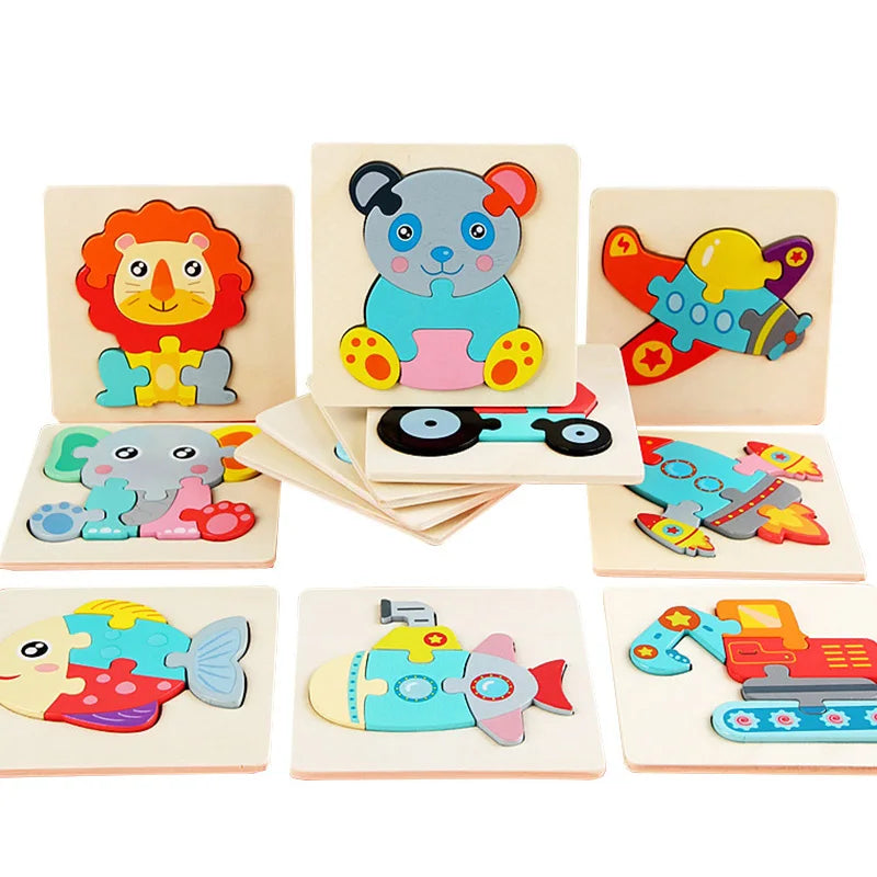 Kids Colorful Cartoon Animals 3D Puzzles Games
