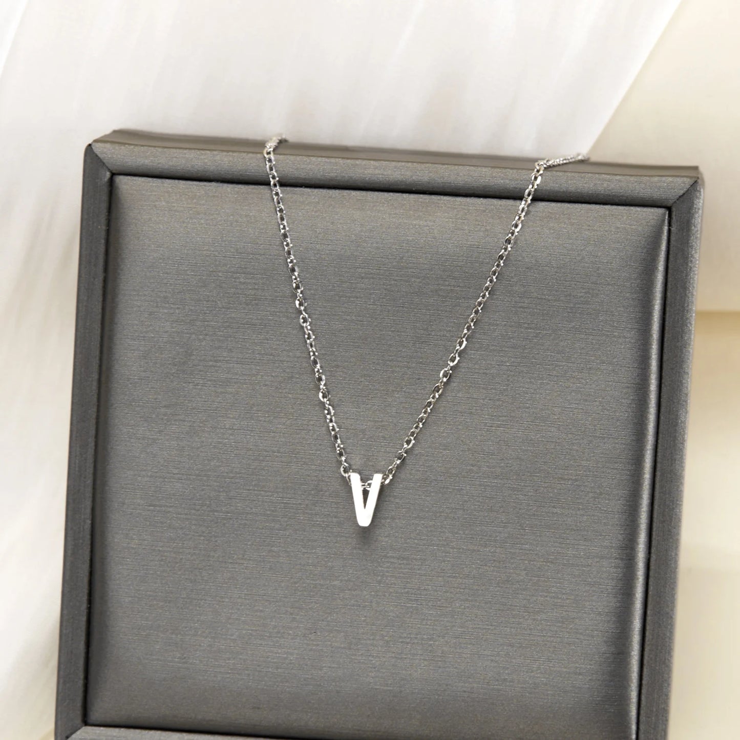 Silver Color Tiny A-Z Initial Letter Necklace for Women Stainless Steel 26 Alphabet Name Pendant Necklaces Jewelry Birthday Gift