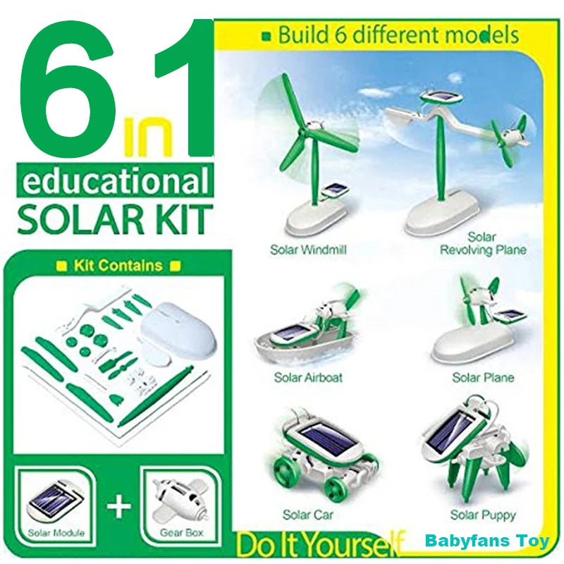 New Toys DIY 6 IN 1 Solar Powered Diy Robotic Kit Educational Electric Car Boys Gift Toy for Kids Educational Toys
