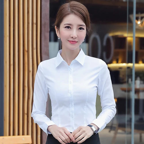 White Long Sleeve Shirt Blouse