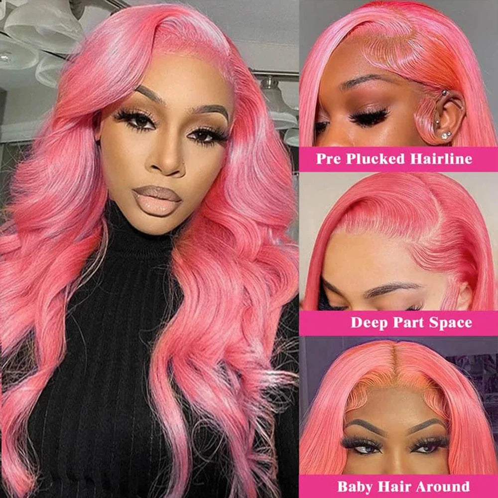 Lafino Pink Human Hair Wig Body Wave 13x6 Hd Lace Frontal Wig Loose Body Wave 13x4 Lace Front Wig Human Hair Colored Human Hair