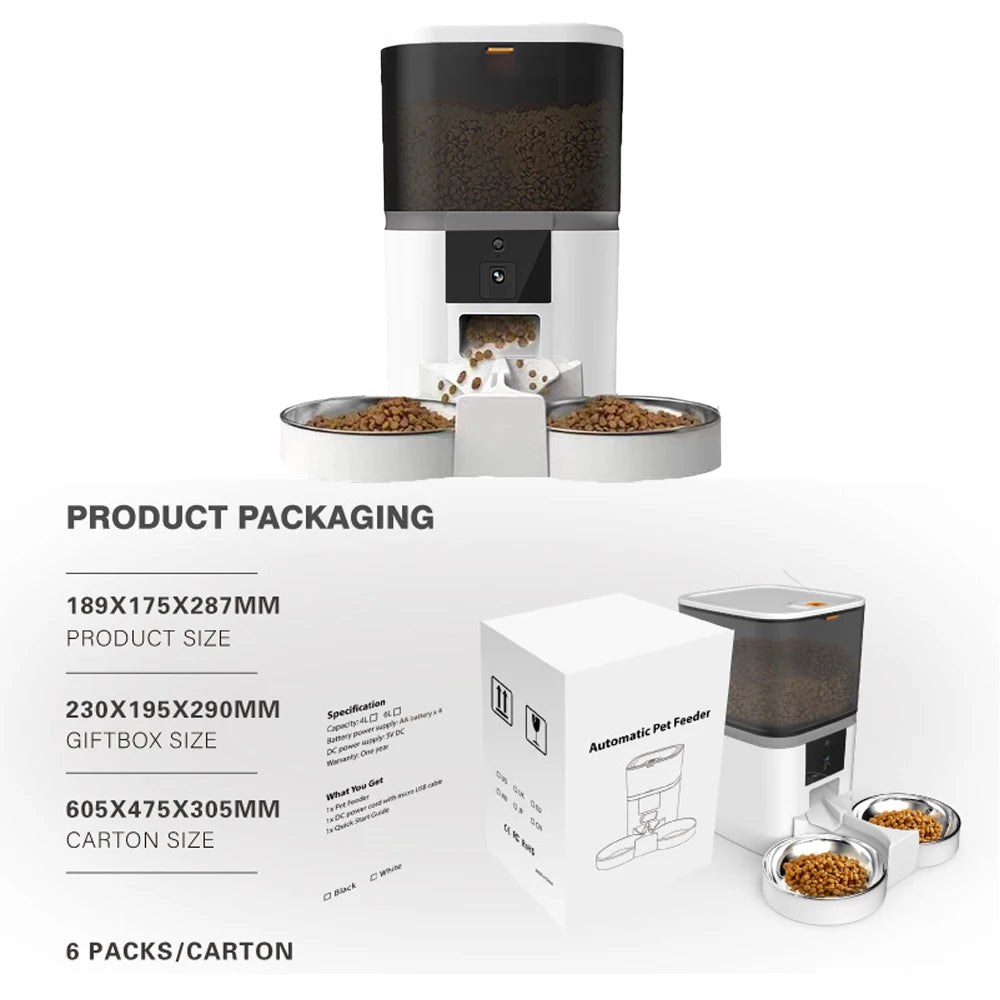 4L Smart Automatic Pet Feeder – Camera & Voice Video Cat and Small Animal Food Dispenser with Dog Feeding Bowl