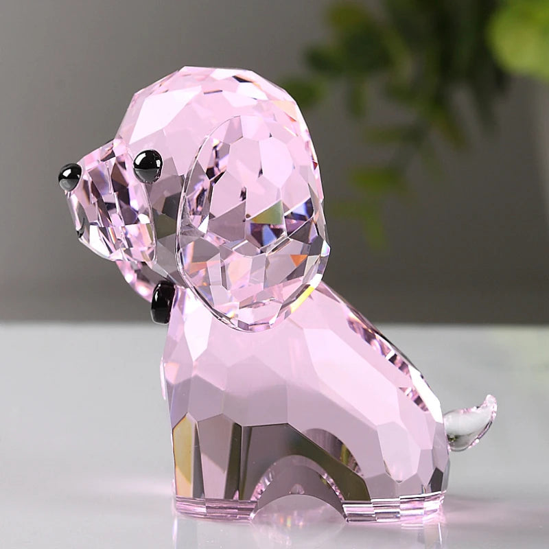 Crystal Dog Figurine for Birthday Gifts Chinese Zodiac Animal Art Craft Lucky Fortune Desktop Decor for Home Office Display