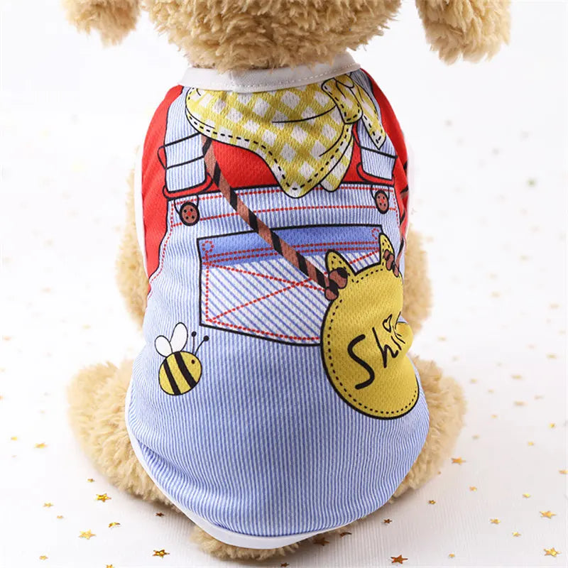 Cartoon Dog Clothes – Soft Summer Vest & Casual T-Shirt for Small Puppies