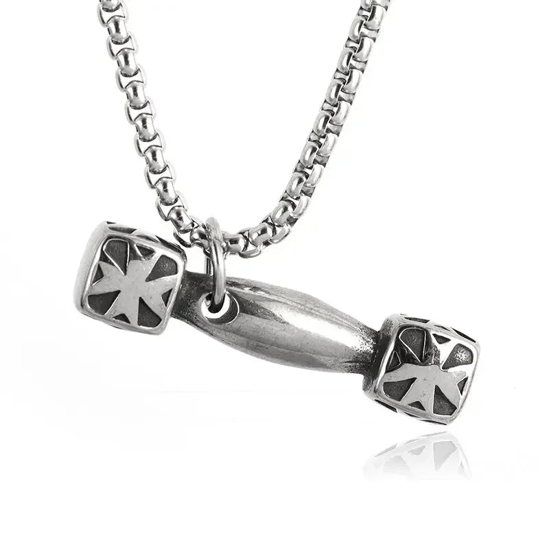 Titanium Steel Dumbbell Necklace