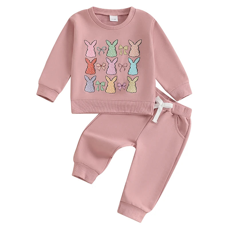 Toddler Girls 2-piece Set Floral Ruffle Sleeve Top with Bow Detail and Elastic Waist Leggings Spring Outfit for Kids