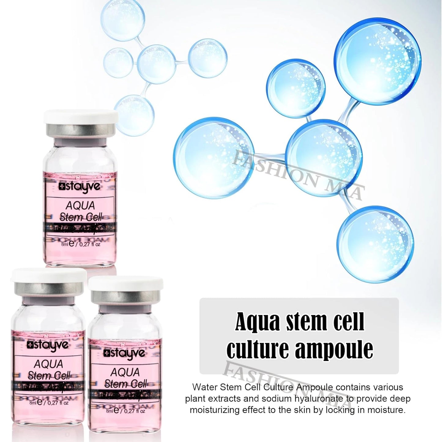 Korea Stayve 8ml Aqua Stem Cell Crosslinked Hyaluronic Acid Facial Essence Collagen Ampoule Repair Rejuvenation Serum Skin Care