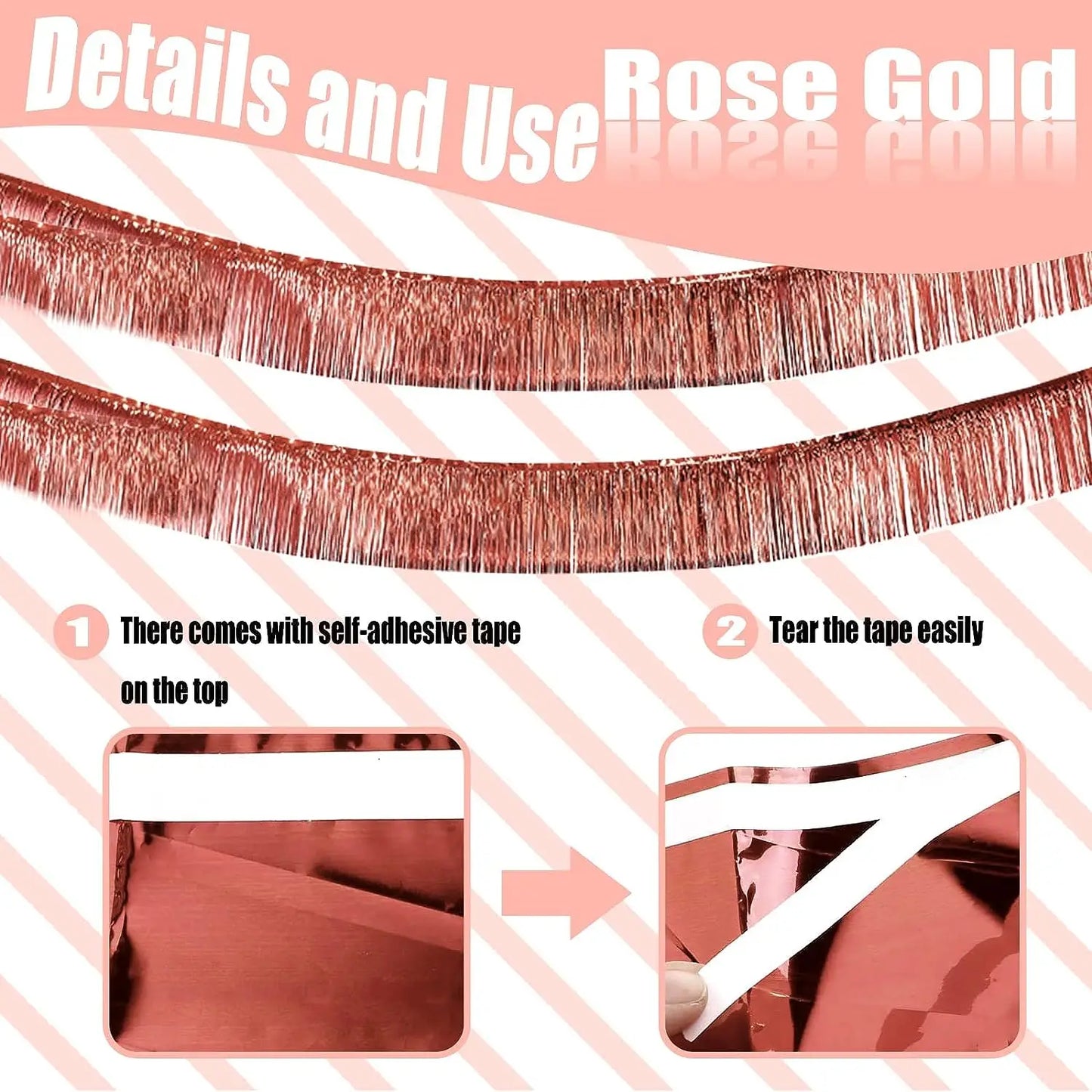 30x300CM Foil Fringe Garland – Streamer Curtain Banner for Wedding, Birthday, and Party Decorations