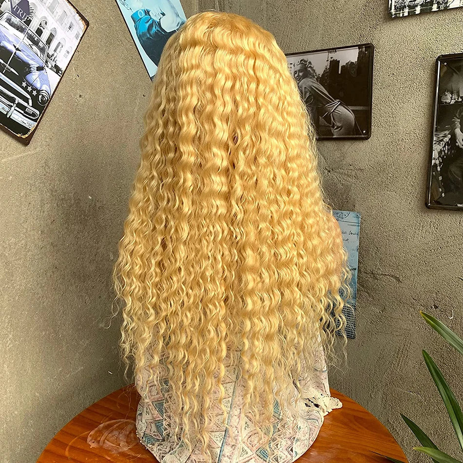 613 Colored Deep Wave 13x6 HD Lace Frontal Human Hair Wigs For Women Brazilian 30 40 Inch Honey Blonde 13x4 Curly Human Hair Wig