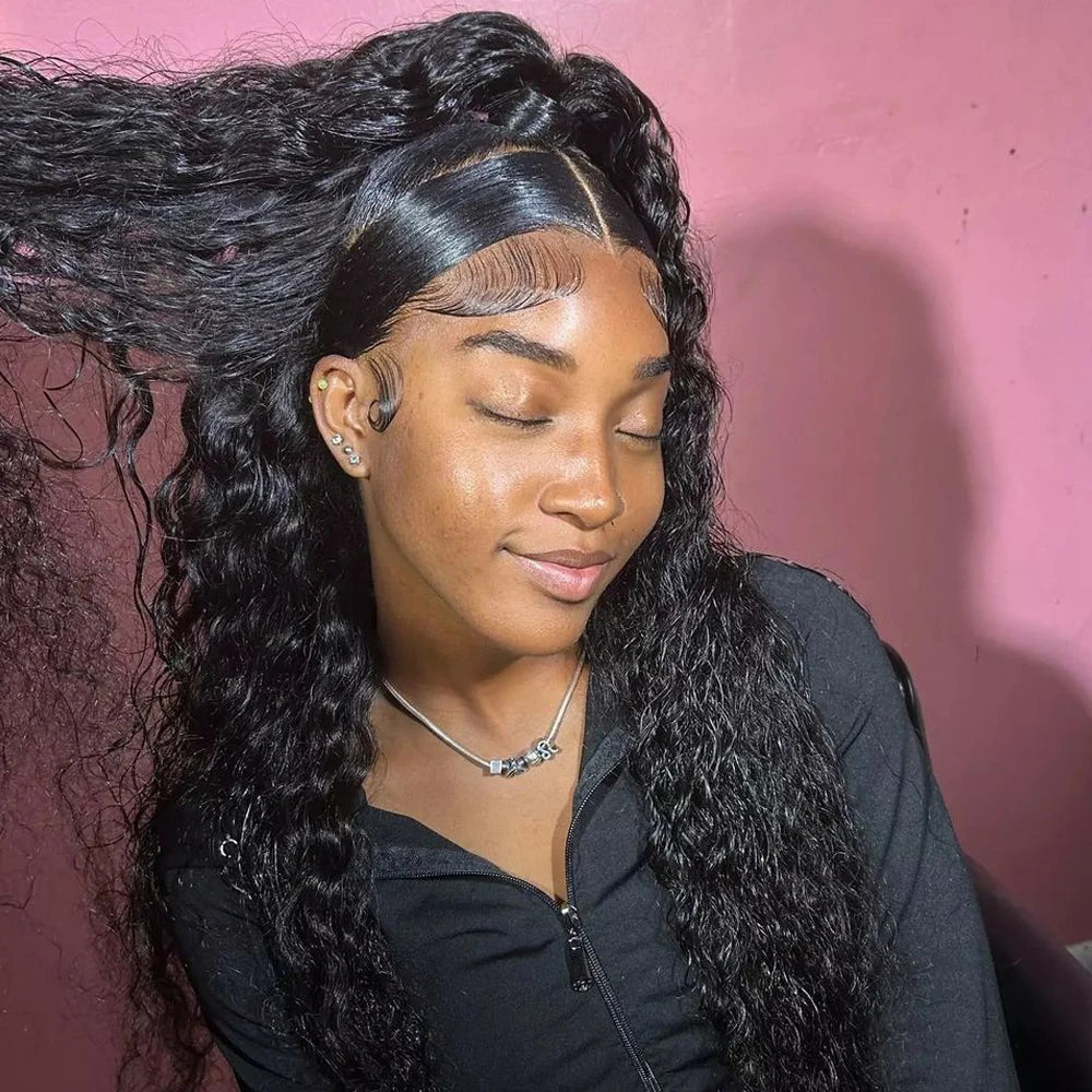 Deep Wave 250% High Density 13x6 HD Lace Frontal Human Hair Wig Brazilian Curly Water Wave Lace Frontal Wigs For Women CEXXY