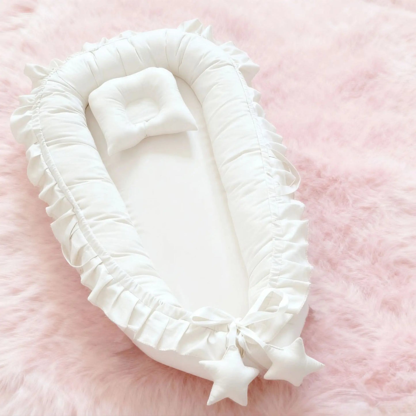 Cotton Babynest for Newborn Baby Bed Nest Ruffle Baby Bassinet Travel Bed Portable Lounger Toddler Crib Breathable Sleep Nest