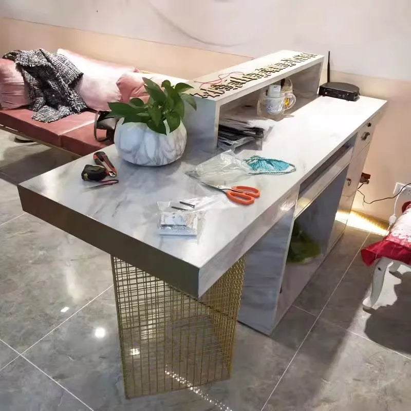 Counter commercial, store small simple beauty salon front desk reception desk