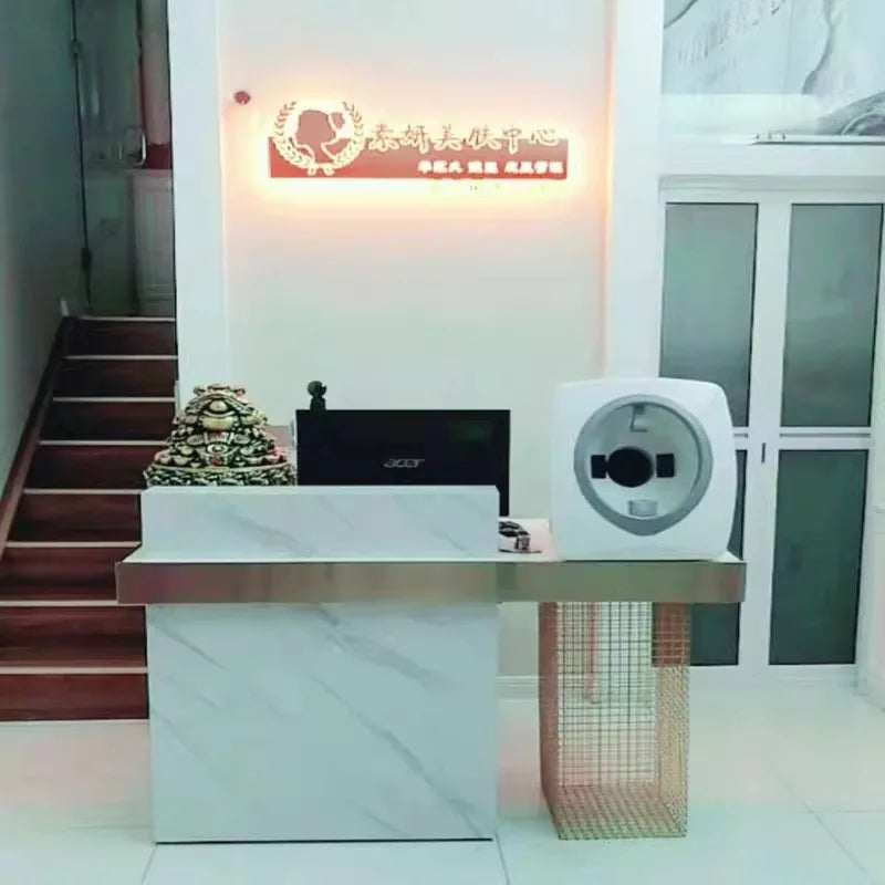 Counter commercial, store small simple beauty salon front desk reception desk
