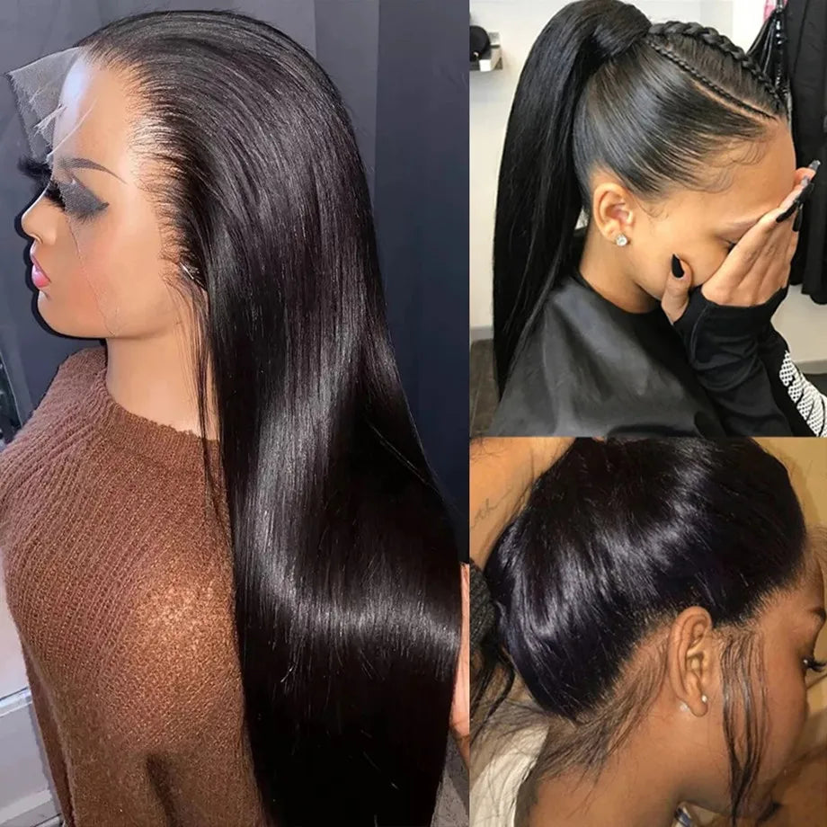 Brazilian Bone Straight 13x4 13x6 Transparent Lace 30 32 Inch Human Hair Wigs 360 Lace Frontal Wig 4X4 Lace Closure Wig