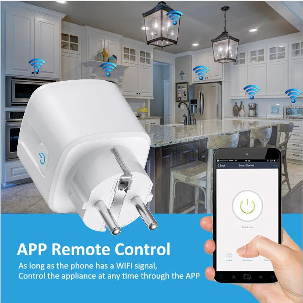 Tuya Smart Wifi Plug 16A/20A EU Outlet 3680W Power Meter Wireless Remote Control Smart Socket Compatiable With Alexa