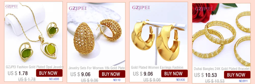 18K Gold Plated Dubai Jewelry Set