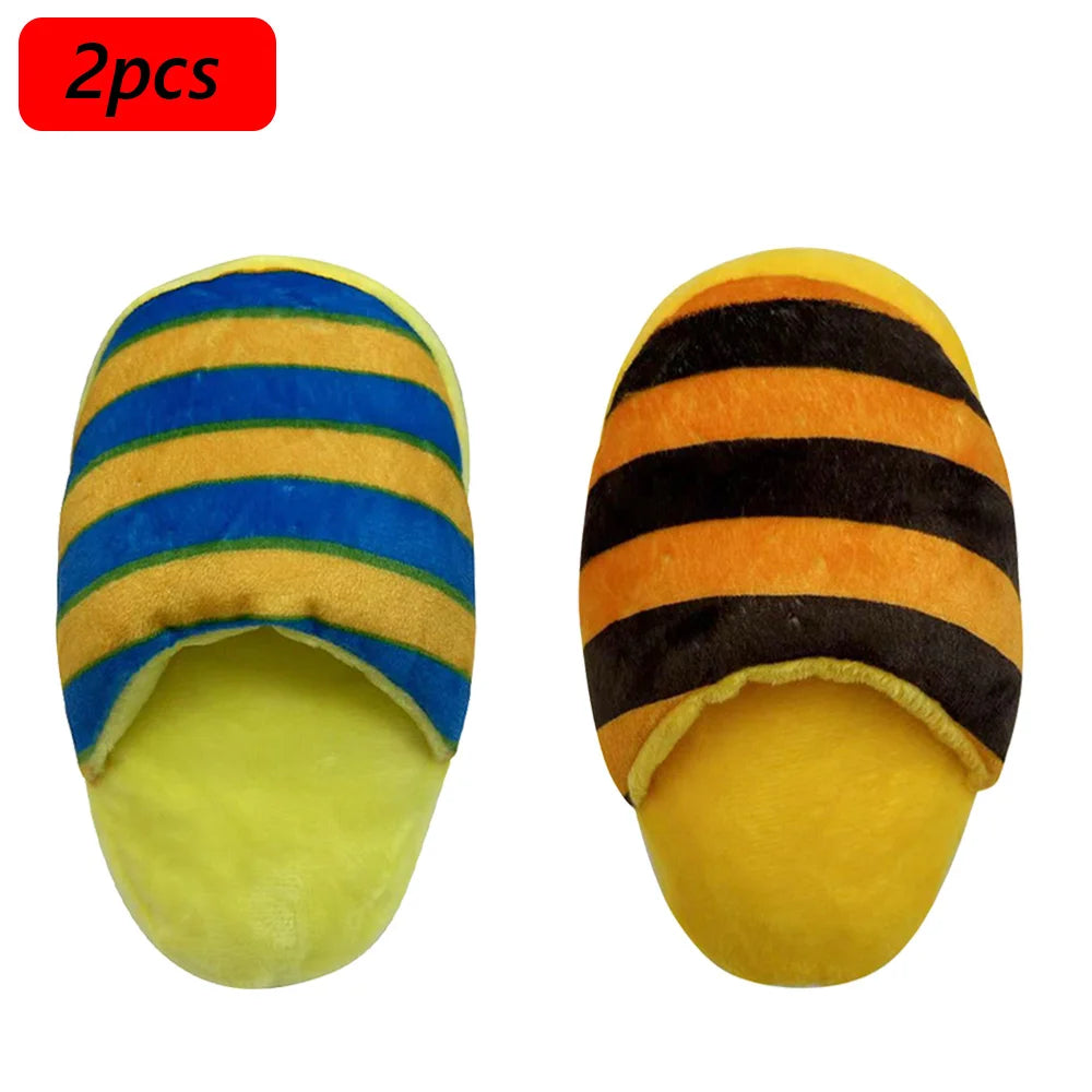 Puppy Chew Toy with Squeaker – Funny Plush Slipper for Small Dogs, Teeth-Cleaning Toy for French Bulldogs & Shiba Inus