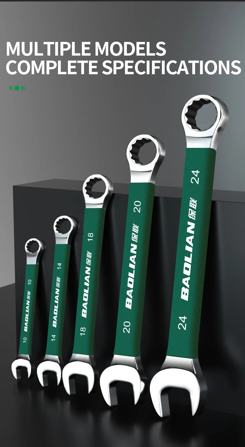 BaoLian Durable Wrench 8-30mm Plum Blossoms Open Combination Wrench Two-Way Double Fast Wrench Auto Repair Tools