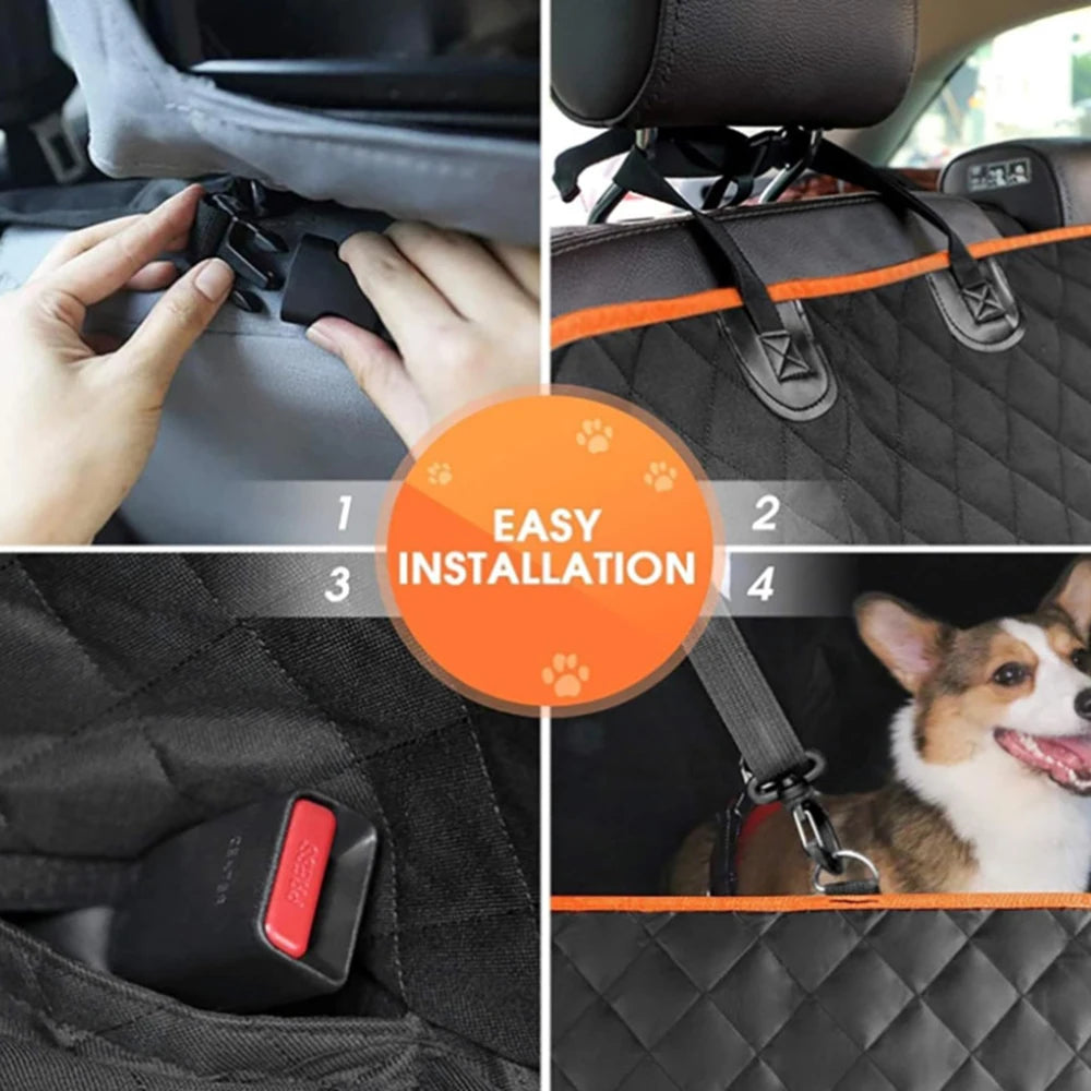 1PC Dog Car Seat Cover Suitable For Rear Seats, Waterproof Seat Protector, Scratch Resistant Pet Car Pad, Black Orange