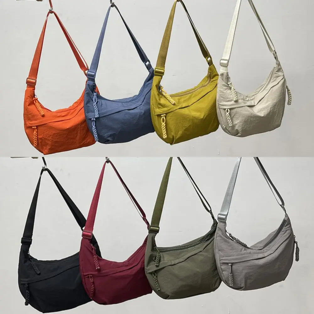 New Canvas Crossbody Bags Large Capacity Korean Simplified Shoulder Bag Lightweight Solid Color Dumpling Bag Travel
