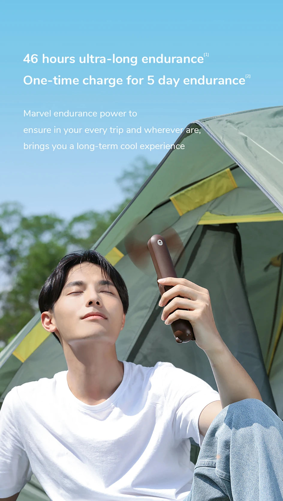 JISULIFE Portable Mini Handheld Fan USB 4500mA With Flash Light