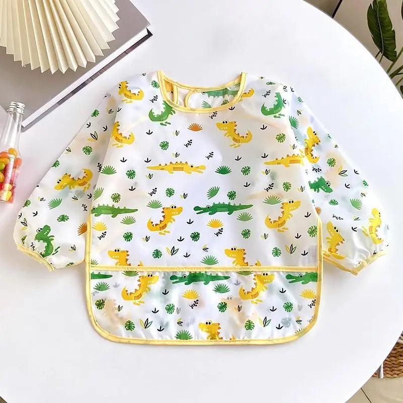 Cute Colourful Cartoon Baby Long Sleeve Bibs