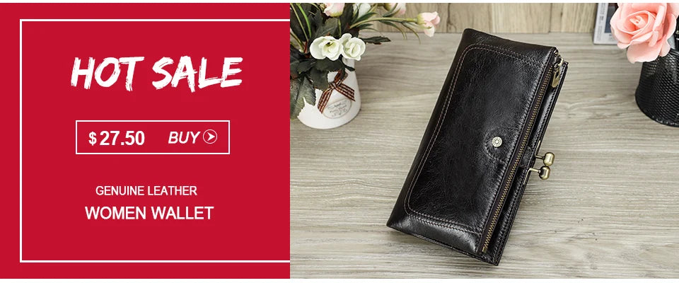 Contact'S Genuine Leather Wallets Women Men Wallet Short Small RFID Blocking Card Holder Wallets Ladies Red Coin Purse