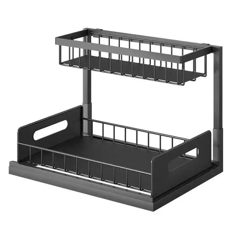 Under Sink Organisers, Metal Pull Out Under Sink Organisers,Storage Shelves with Sliding Drawer,Under Sink Storage for Kitchen