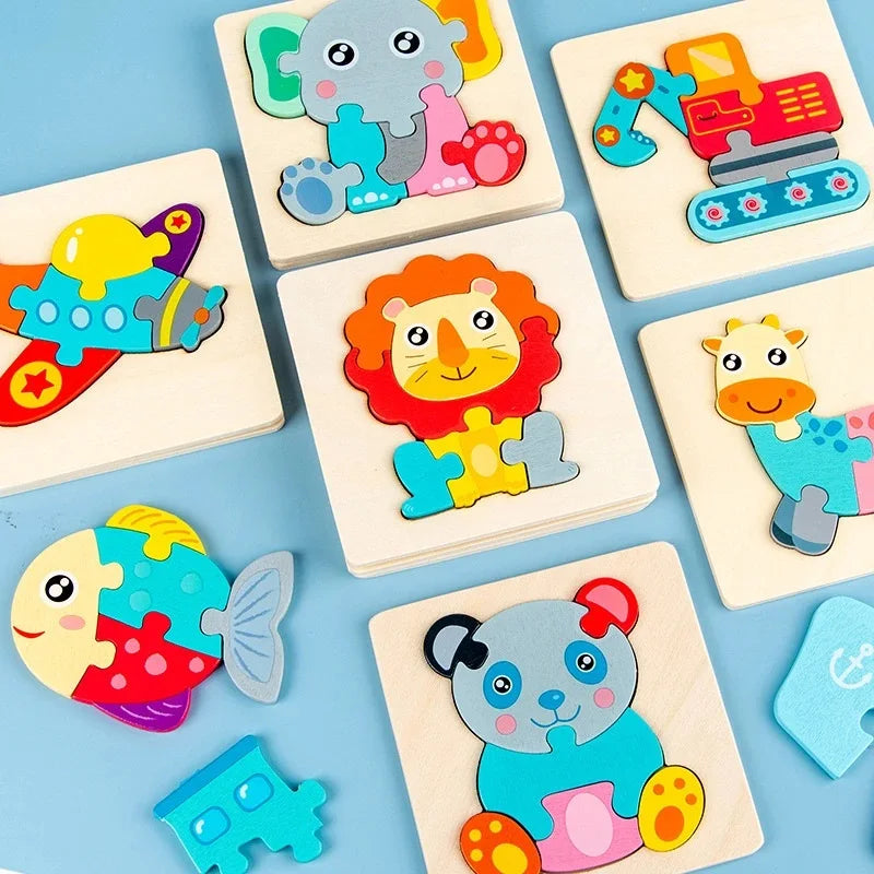 Animals Cartoon Colourful Learning Wooden Puzzle