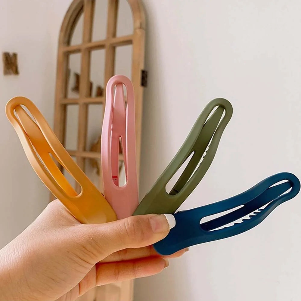 Large Matte Candy Color Hair Claw – Simple Plastic Duckbill Clip for Women and Girls