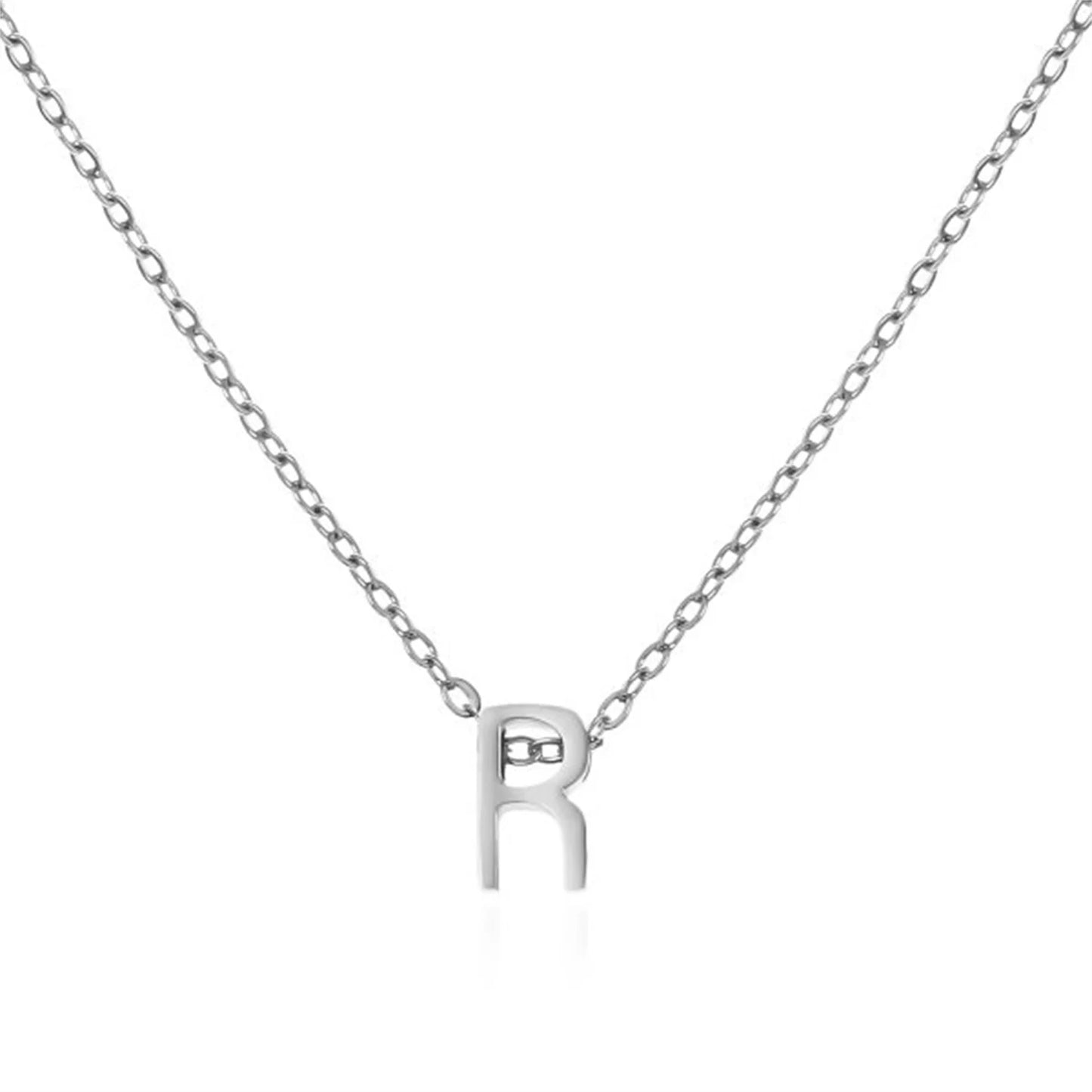 Silver Color Tiny A-Z Initial Letter Necklace for Women Stainless Steel 26 Alphabet Name Pendant Necklaces Jewelry Birthday Gift