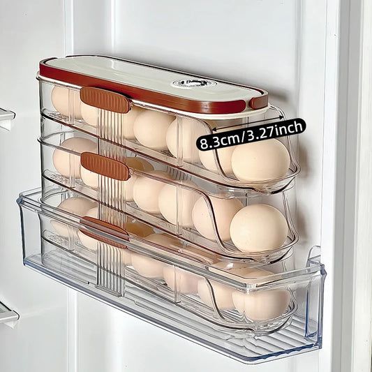 1 piece, Egg storage box, automatic rolling refrigerator egg rack storage, hand-held egg refrigerator side door storagerack