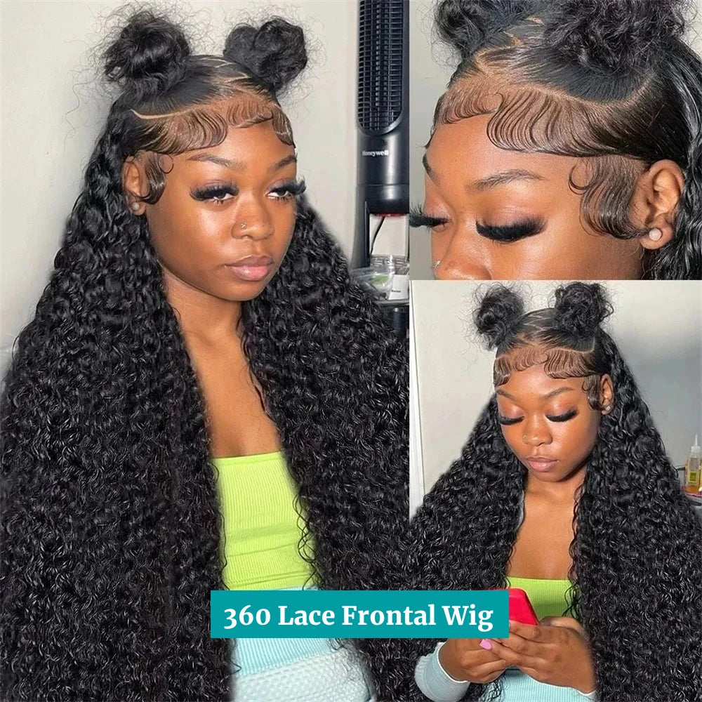 46 Inch Deep Wave Lace Front Wigs Human Hair 13x6 HD Lace Frontal Wigs Pre Plucked Brazilian Curly Human Hair Wig 200 Density